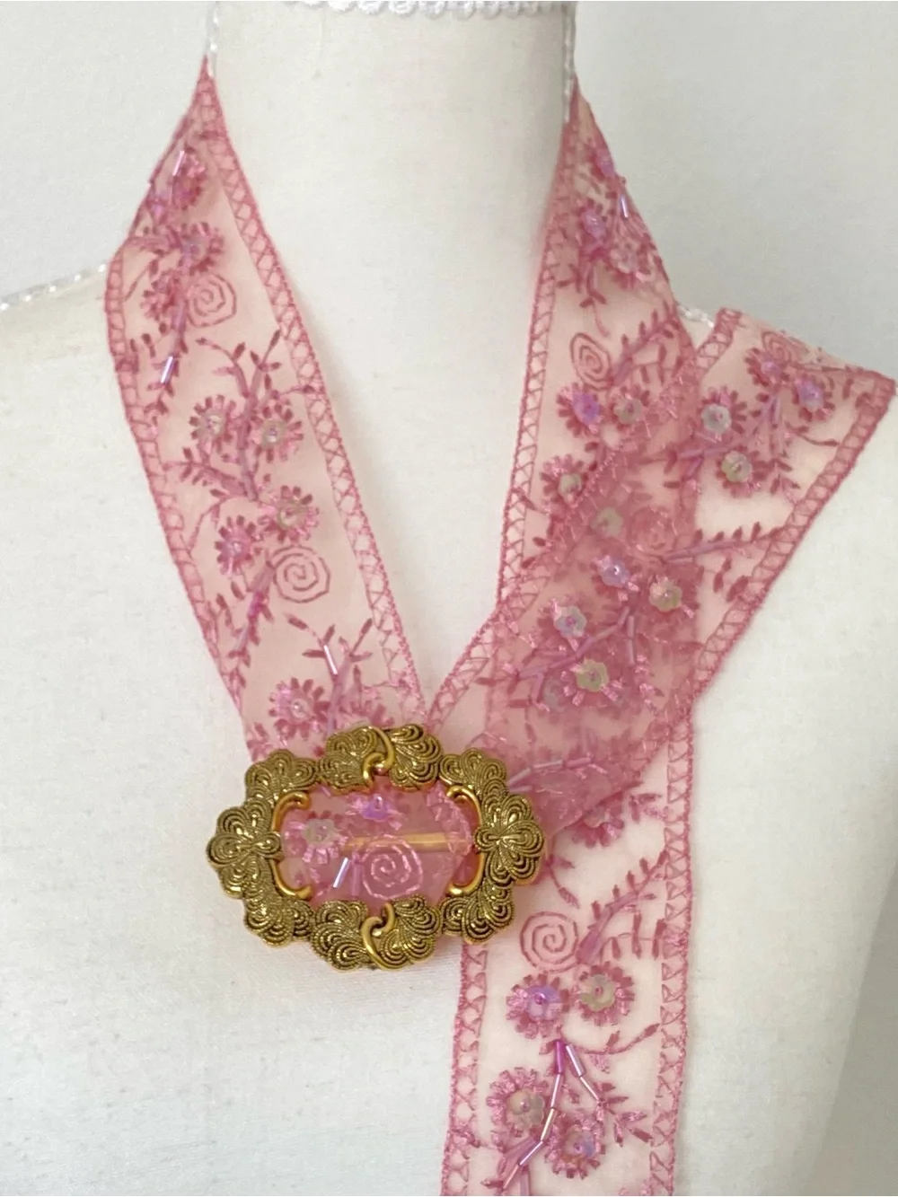 N/A pink embroidered